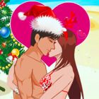 christmas beach kiss