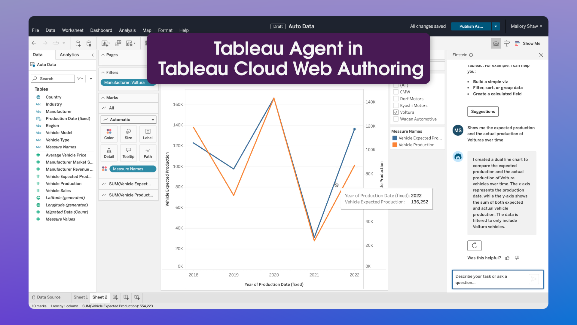 Tableau Agent in Tableau Cloud Web Authoring